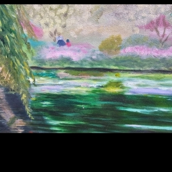 Vintage oil painting‎ of a lily pond - Picture 11 of 11